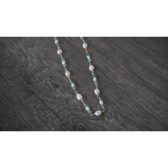 Freshwater Pearl Blue Charm Necklace - Picture 5 of 8